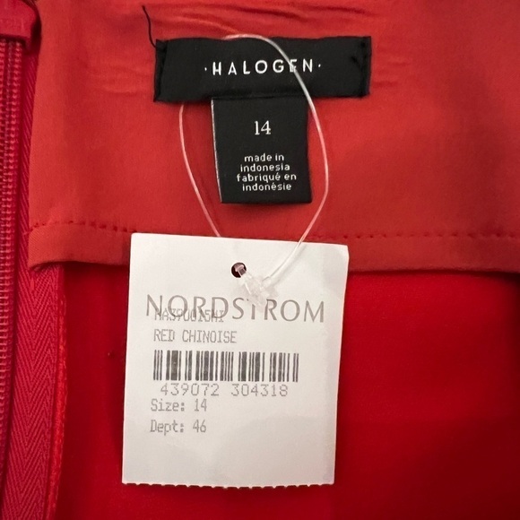 Halogen Daring Bright Red Wrap Midi A-Line Skirt with Large Buckle Belt Size 14 - Picture 6 of 10